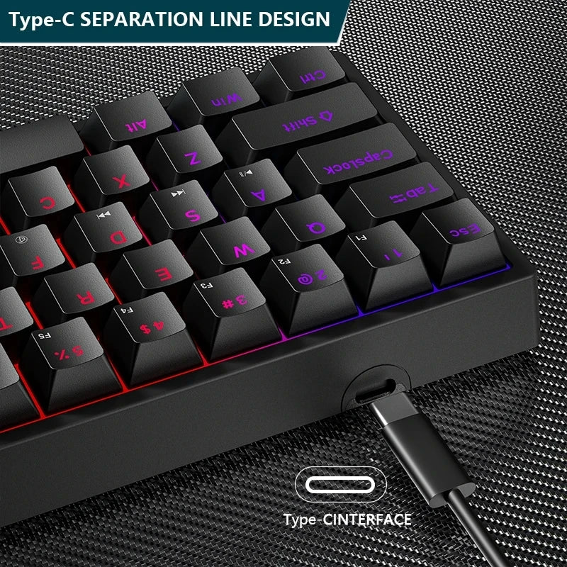 Mini Backlit RGB Gaming Mechanical Keyboard 60% Custom Keycap Hotswap - KeysCaps