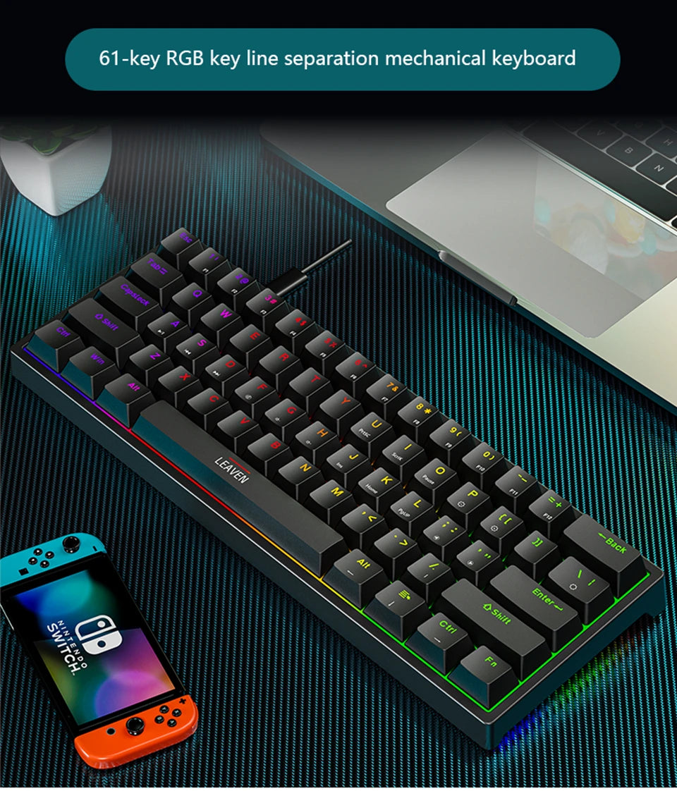 Mini Backlit RGB Gaming Mechanical Keyboard 60% Custom Keycap Hotswap - KeysCaps
