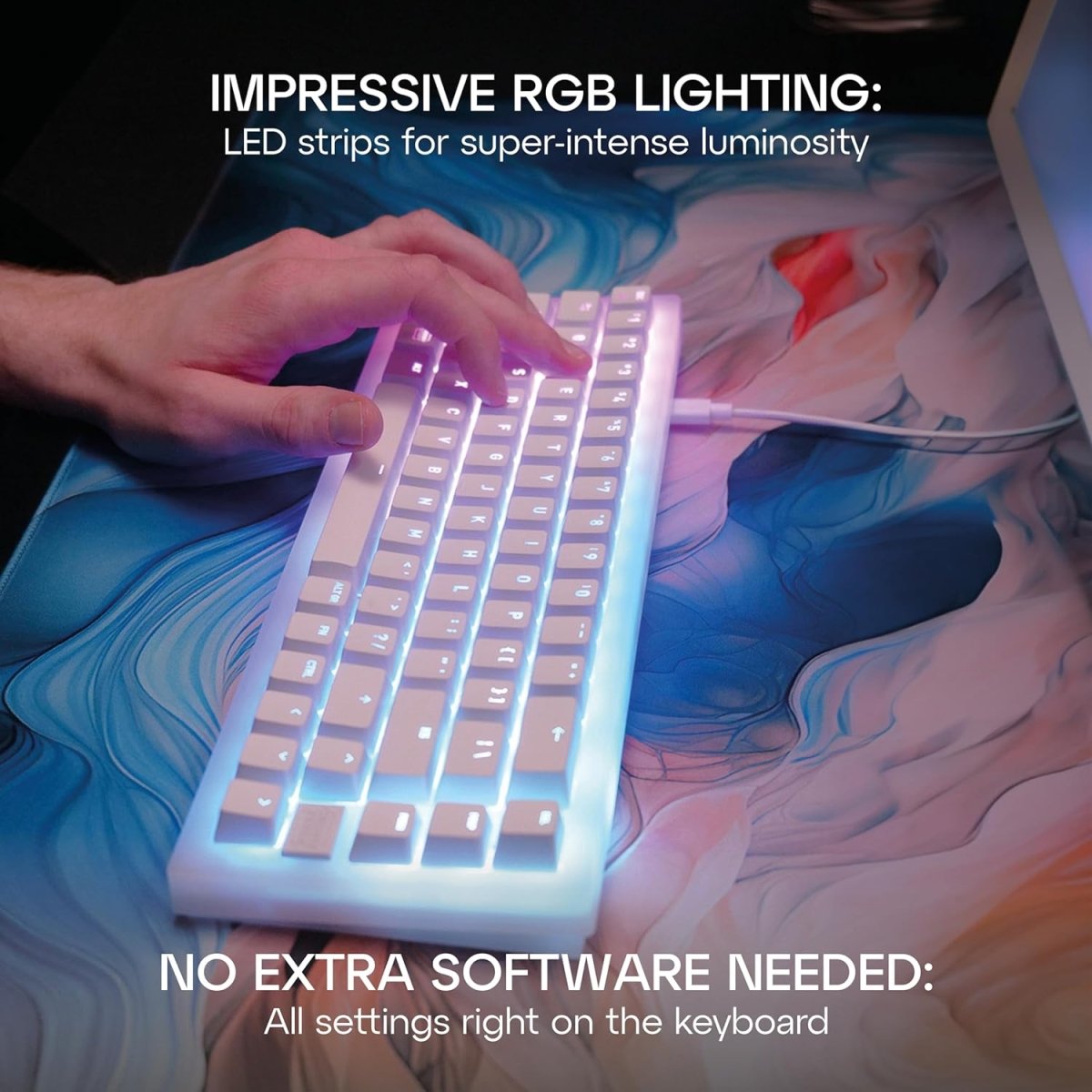 Compact Mechanical Gaming Keyboard 65% Hot - Swappable - Keys Caps