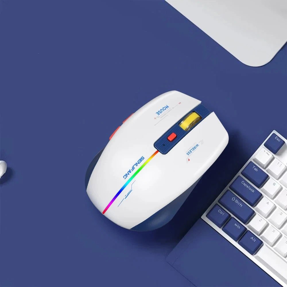 Ergonomic Rechargeable Gaming Mouse USB 2.4G Wireless RGB - Keys Caps