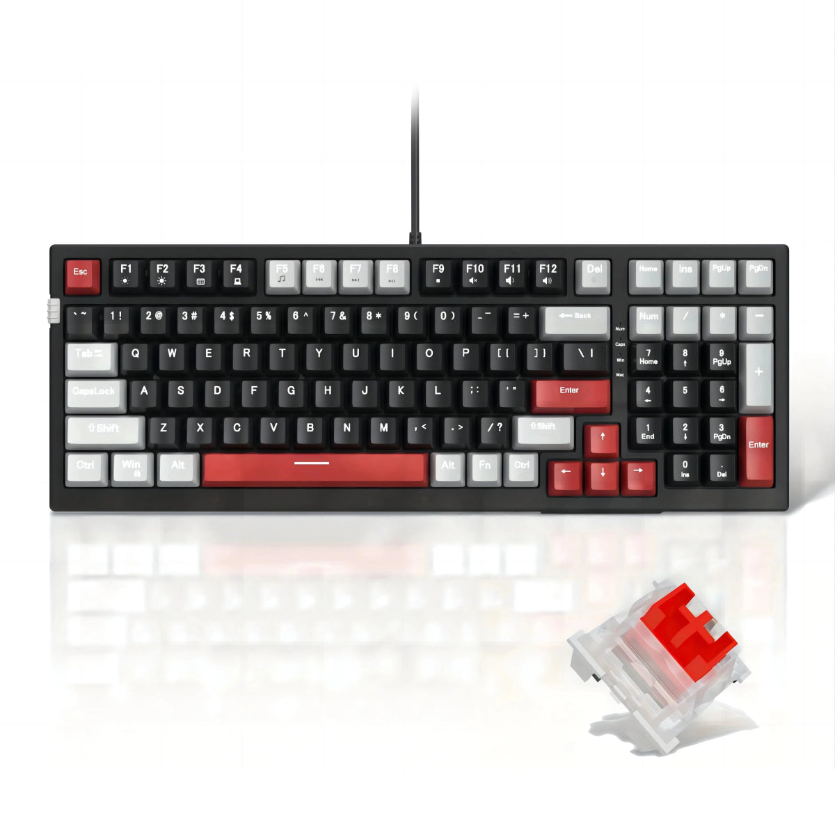 Esports Mechanical Gaming Keyboard Wired with LED Backlit - Keys Caps