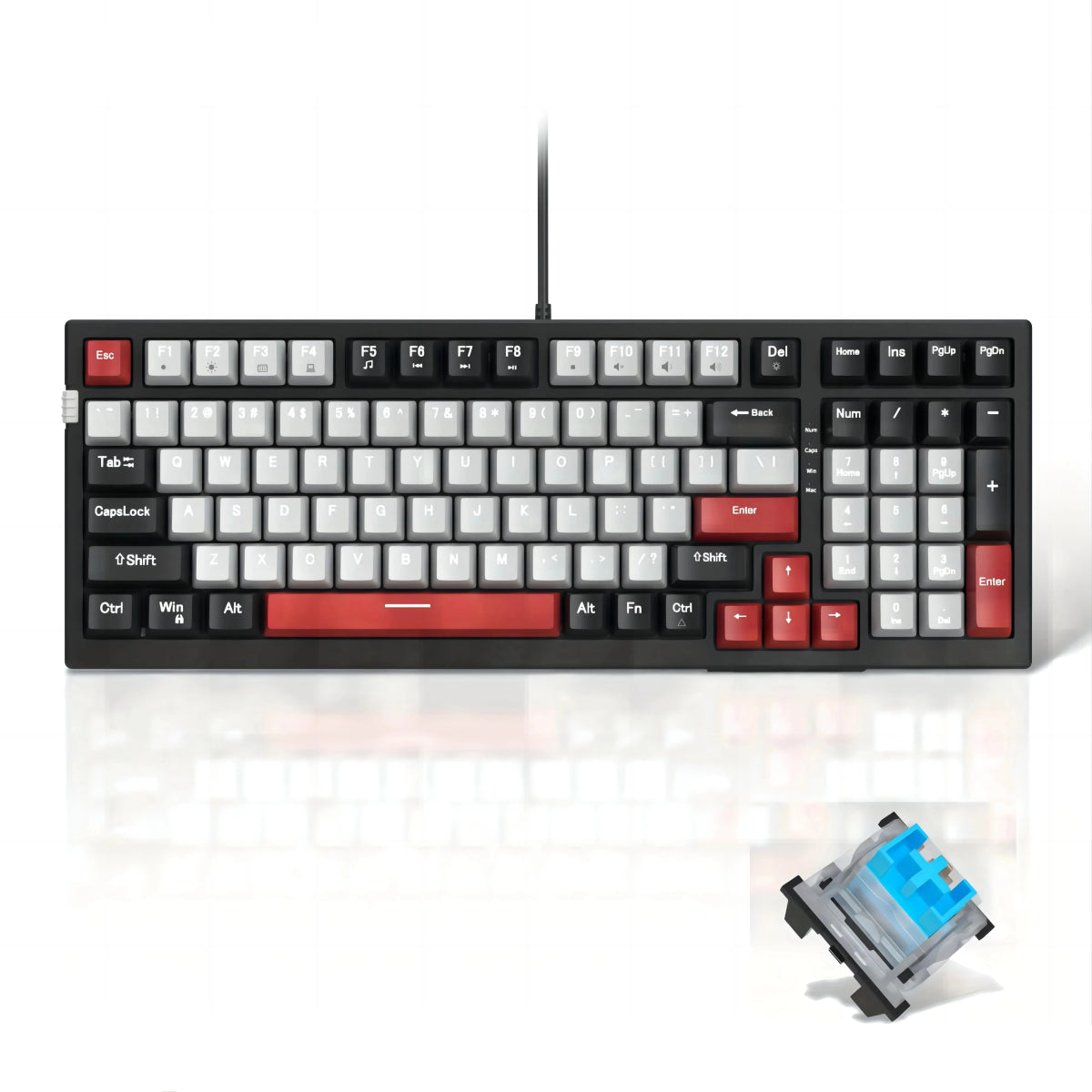 Esports Mechanical Gaming Keyboard Wired with LED Backlit - Keys Caps