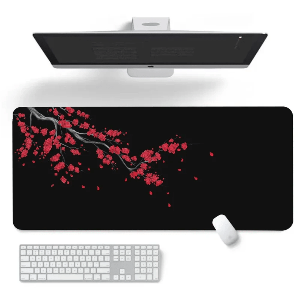 Flowers & Cherry Large Gaming Mousepad - Keys Caps