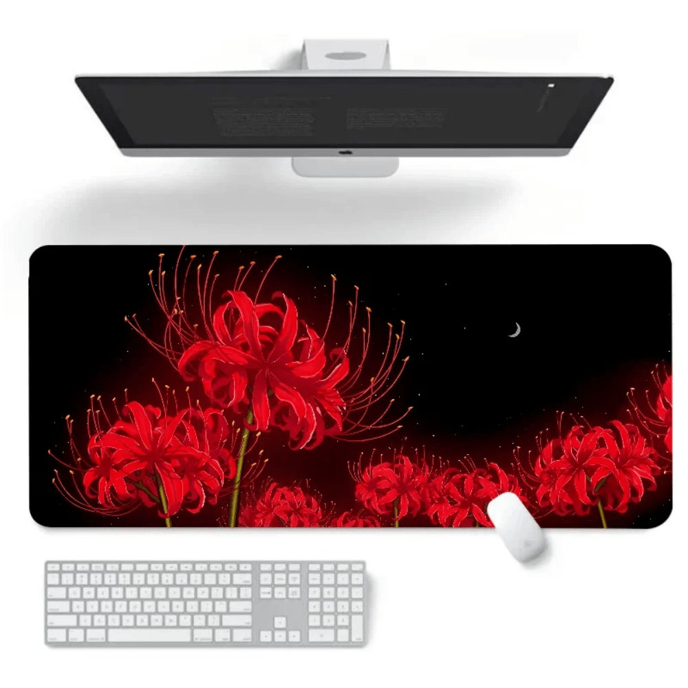 Flowers & Cherry Large Gaming Mousepad - Keys Caps