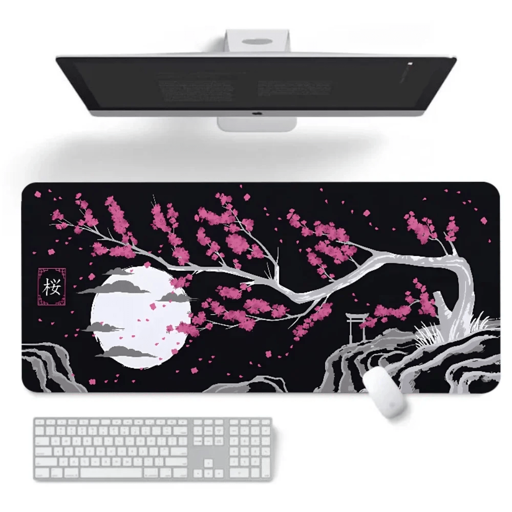 Flowers & Cherry Large Gaming Mousepad - Keys Caps