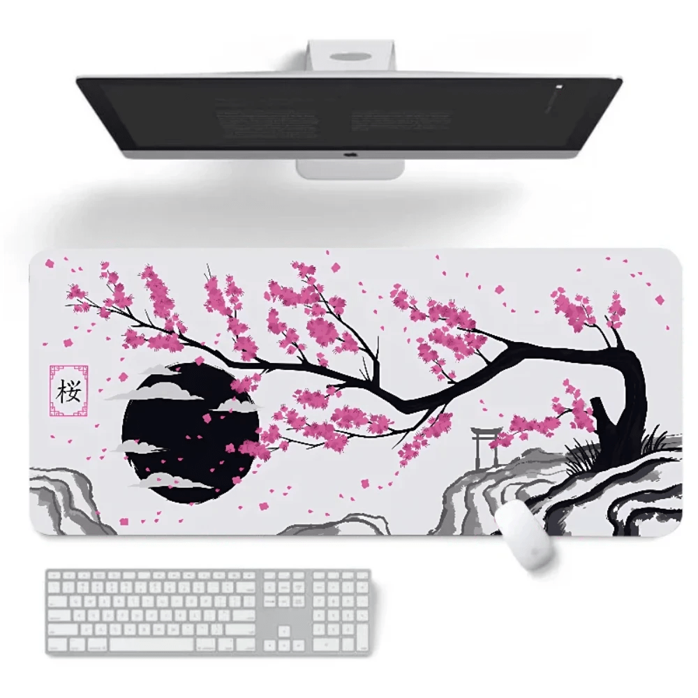 Flowers & Cherry Large Gaming Mousepad - Keys Caps
