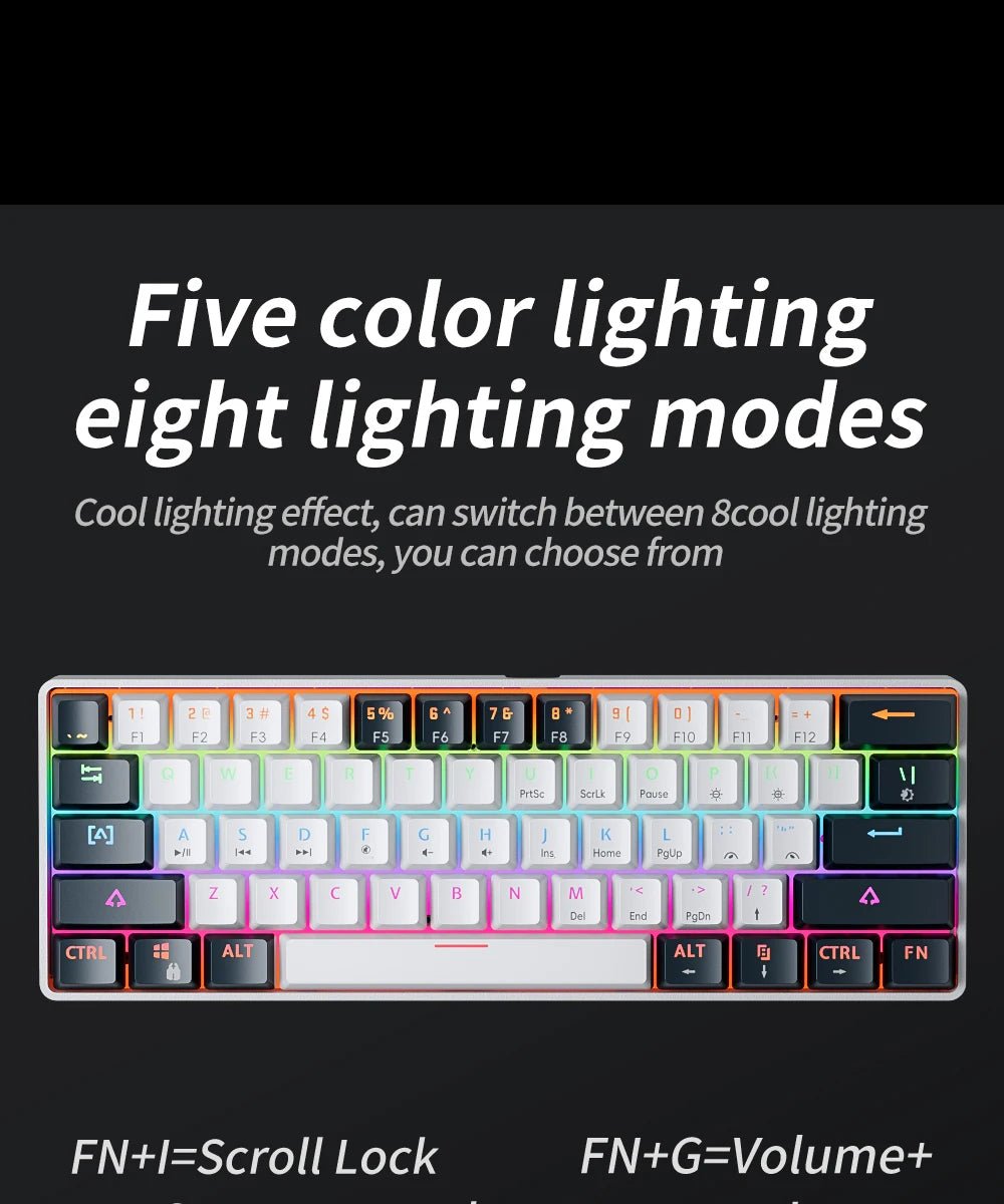 Gaming Mechanical Keyboard Detachable Cable RGB Backlit Hot Swappable - Keys Caps