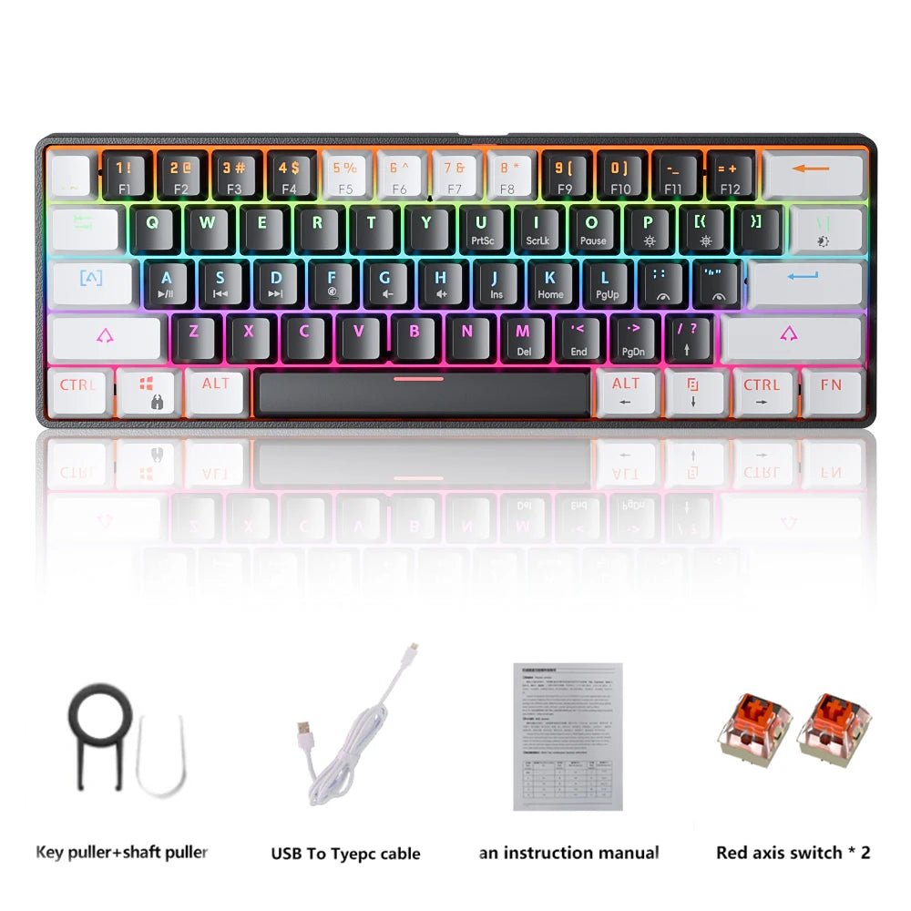 Gaming Mechanical Keyboard Detachable Cable RGB Backlit Hot Swappable - Keys Caps