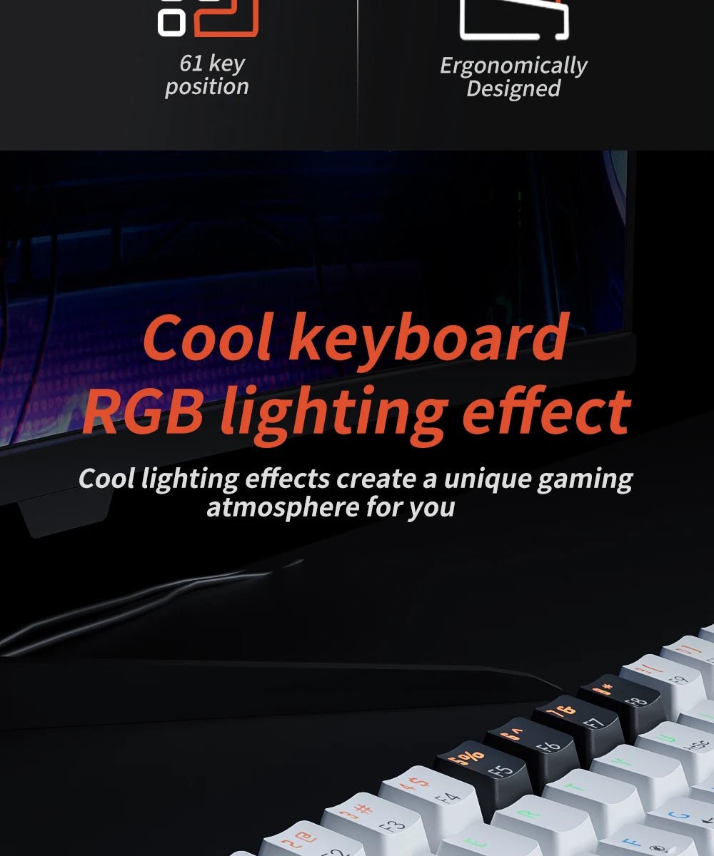 Gaming Mechanical Keyboard Detachable Cable RGB Backlit Hot Swappable - Keys Caps