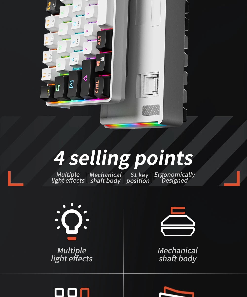 Gaming Mechanical Keyboard Detachable Cable RGB Backlit Hot Swappable - Keys Caps