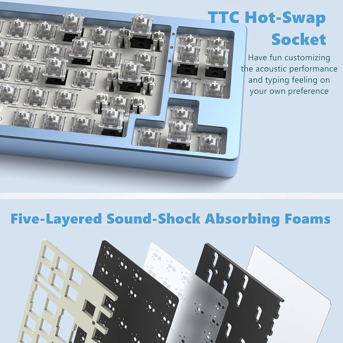 Gaming Mechanical Keyboard Wireless Hot - Swappable Aluminum Creamy Bluetooth/2.4G - Keys Caps