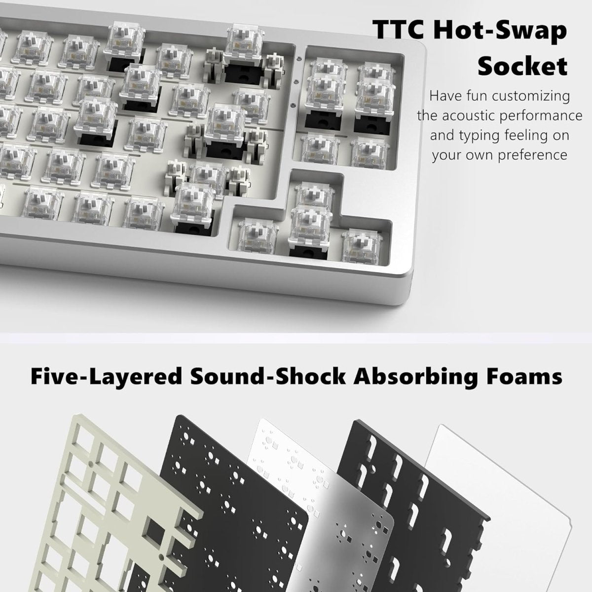 Gaming Mechanical Keyboard Wireless Hot - Swappable Aluminum Creamy Bluetooth/2.4G - Keys Caps