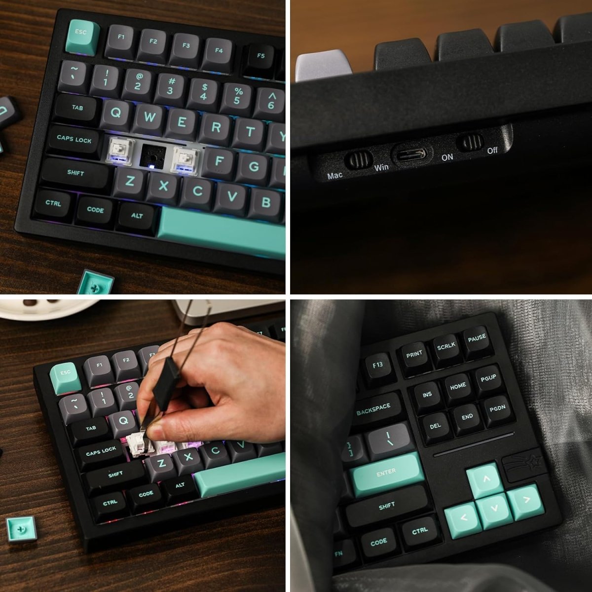 Gaming Wireless Mechanical Keyboard Aluminum Alloy Hot - Swappable Gasket - Mounted - Keys Caps