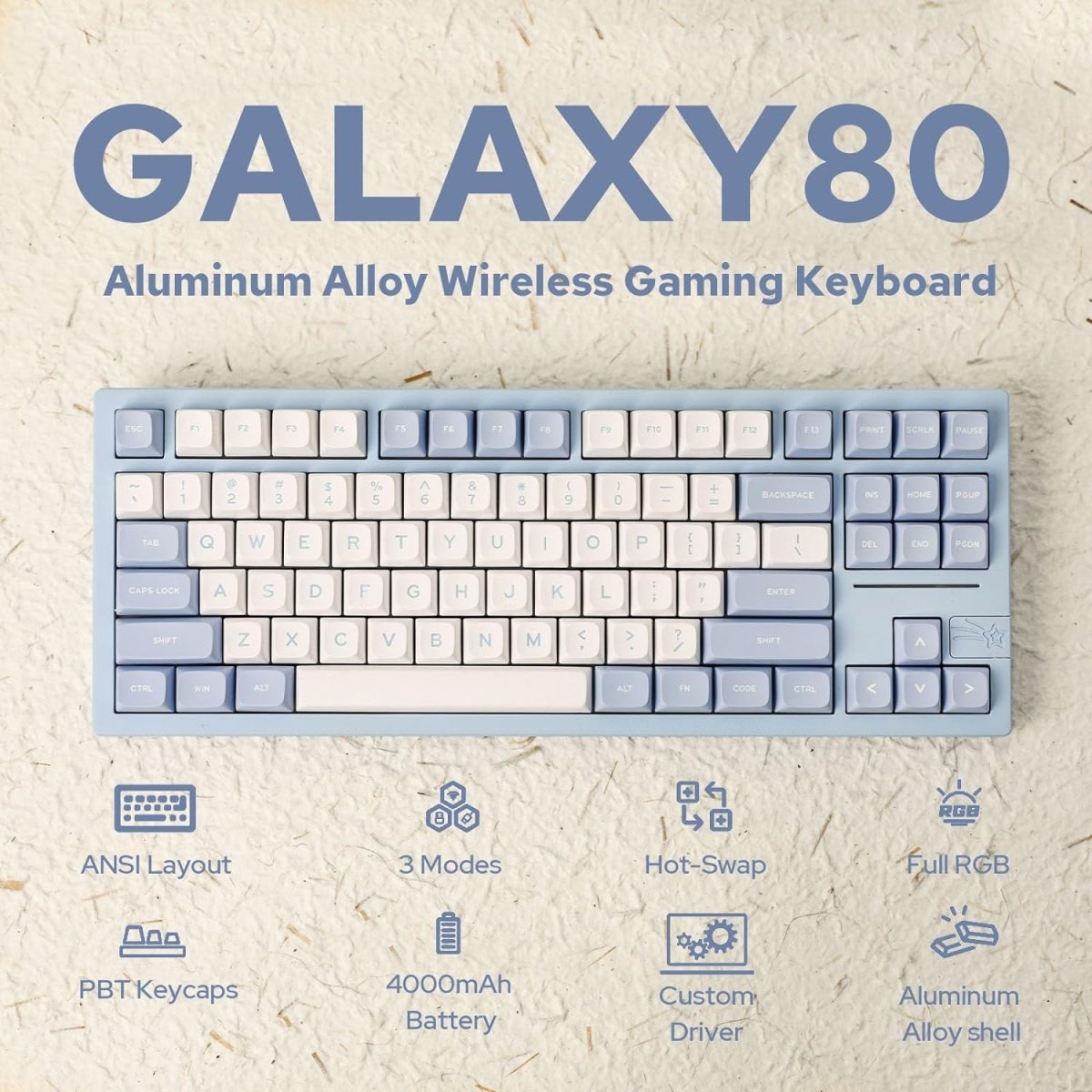 Gaming Wireless Mechanical Keyboard Aluminum Alloy Hot - Swappable Gasket - Mounted - Keys Caps