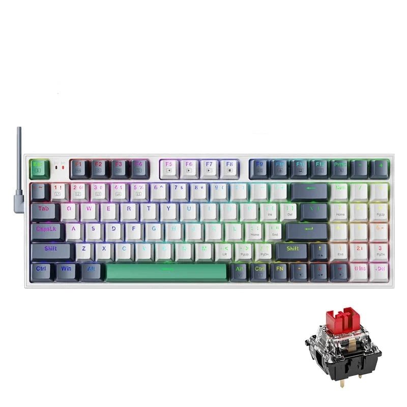 Hot - Swappable Gaming Mechanical Keyboard Wireless 94 Keys - Keys Caps