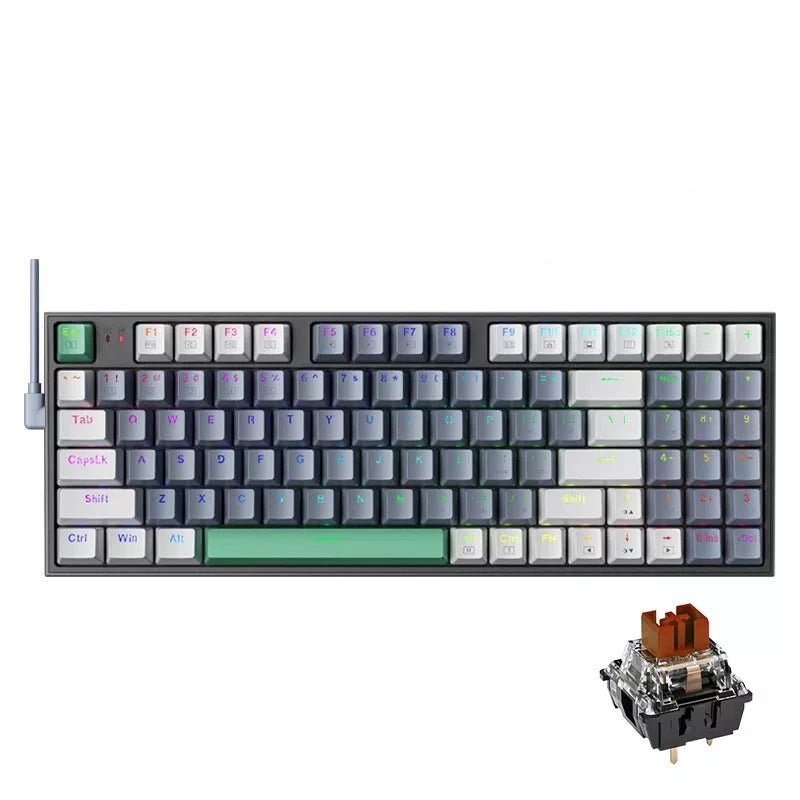 Hot - Swappable Gaming Mechanical Keyboard Wireless 94 Keys - Keys Caps