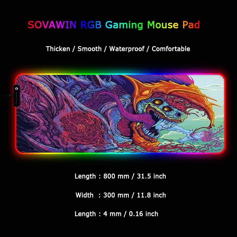 Hyper Beast Gaming RGB Non - Slip Mouse Pad - Keys Caps
