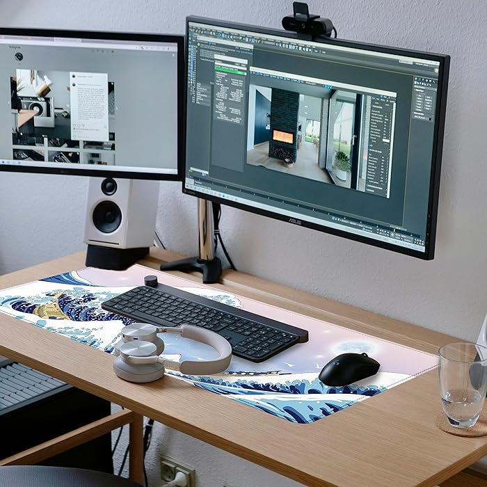 Large Extended Gaming Mouse Pad Stitched Non - Slip - Keys Caps