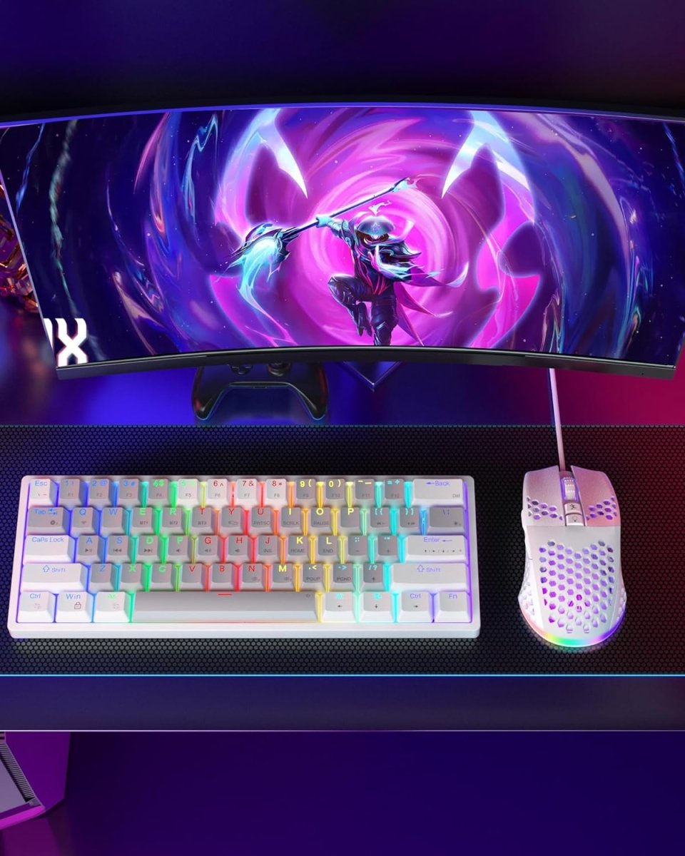 Lightweight Wired Gaming Mouse Honeycomb 7 Programmable Buttons - Keys Caps