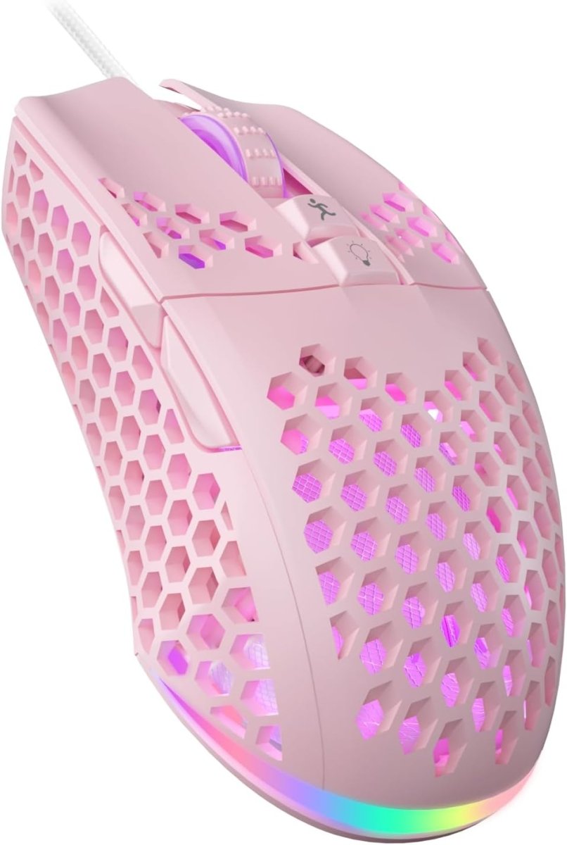 Lightweight Wired Gaming Mouse Honeycomb 7 Programmable Buttons - Keys Caps