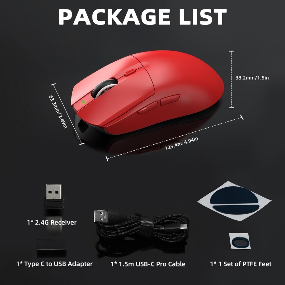 lightweight Wireless Professional Gaming Mouse 26000dpi for PC - Keys Caps