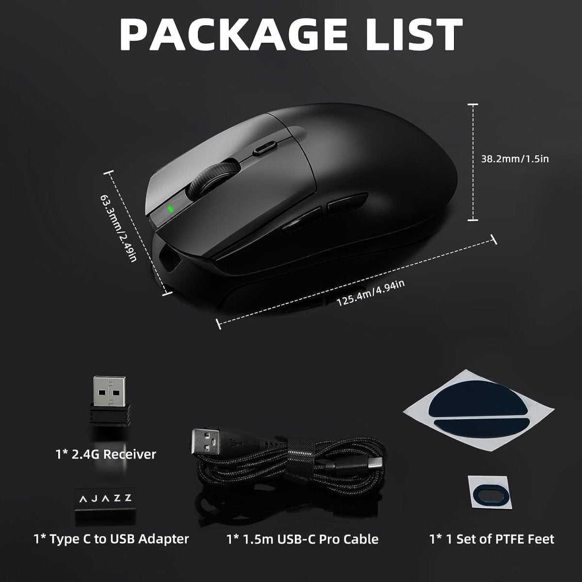 lightweight Wireless Professional Gaming Mouse 26000dpi for PC - Keys Caps