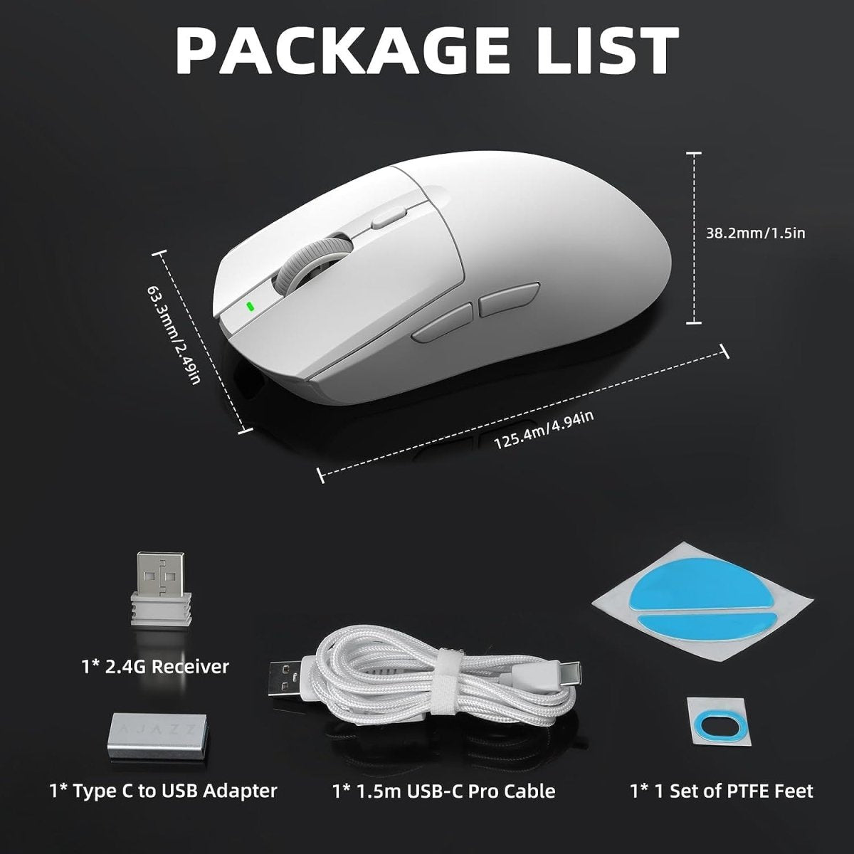 lightweight Wireless Professional Gaming Mouse 26000dpi for PC - Keys Caps