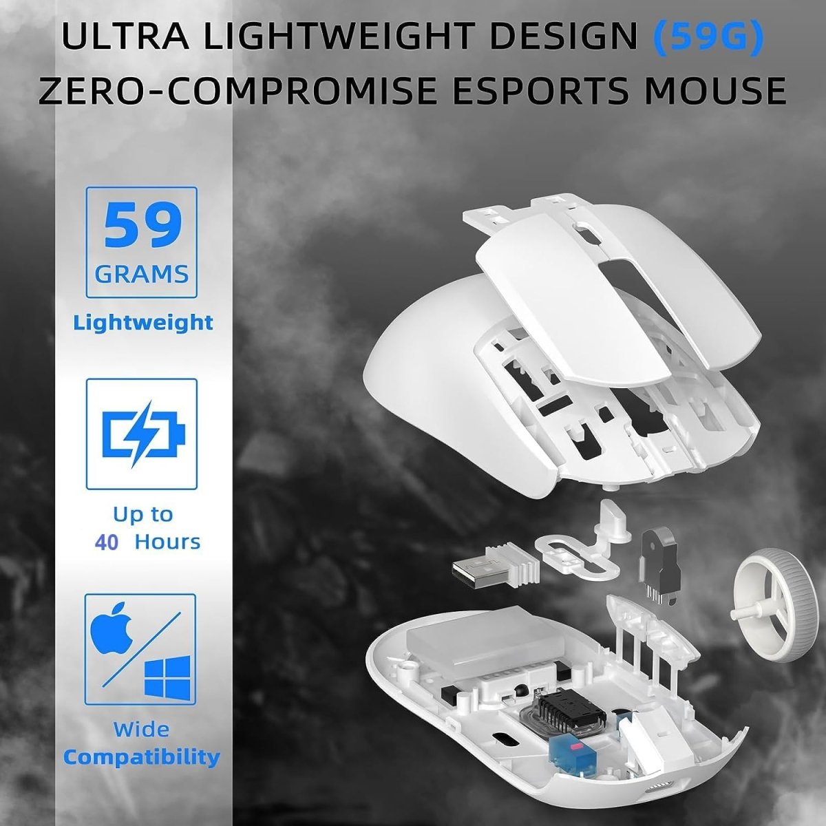 lightweight Wireless Professional Gaming Mouse 26000dpi for PC - Keys Caps