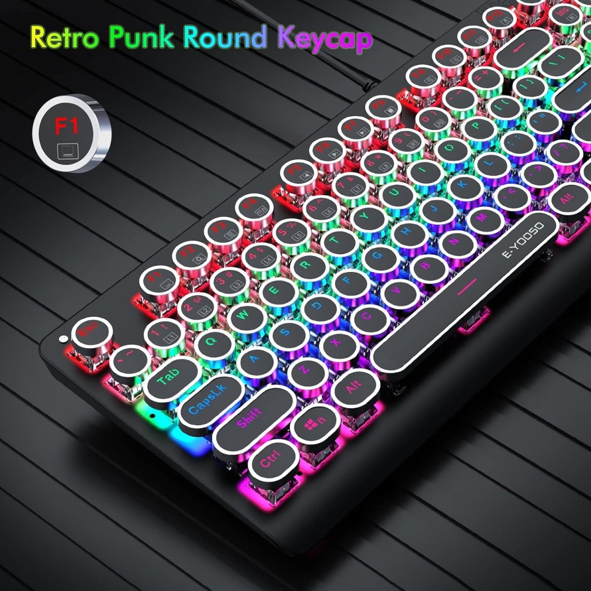 Mechanical Backlit Gaming Keyboard Wired 104 keys - Keys Caps