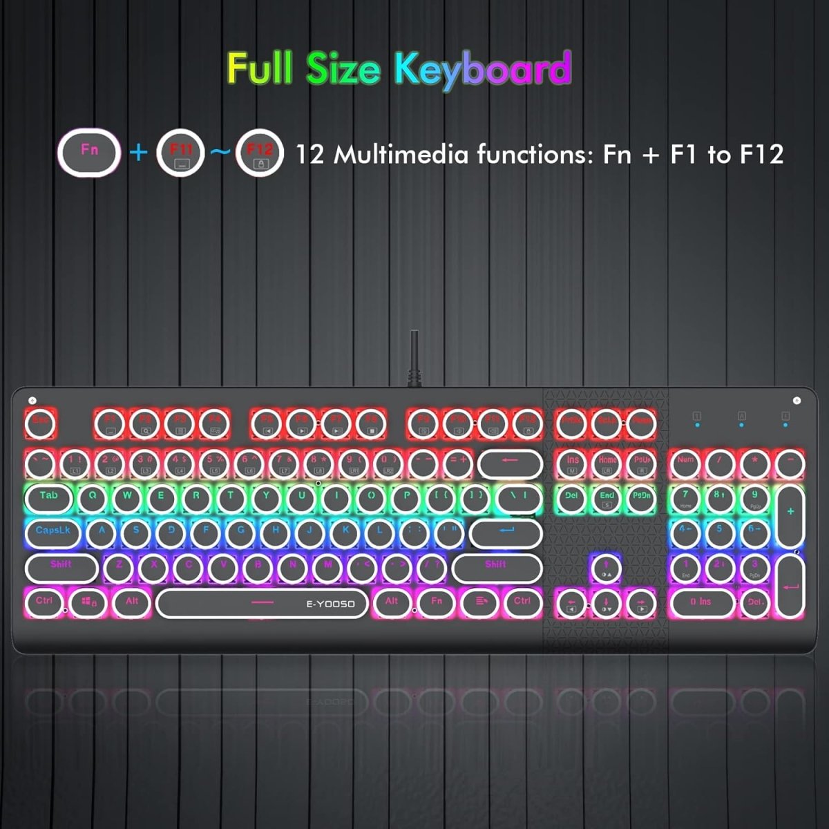 Mechanical Backlit Gaming Keyboard Wired 104 keys - Keys Caps