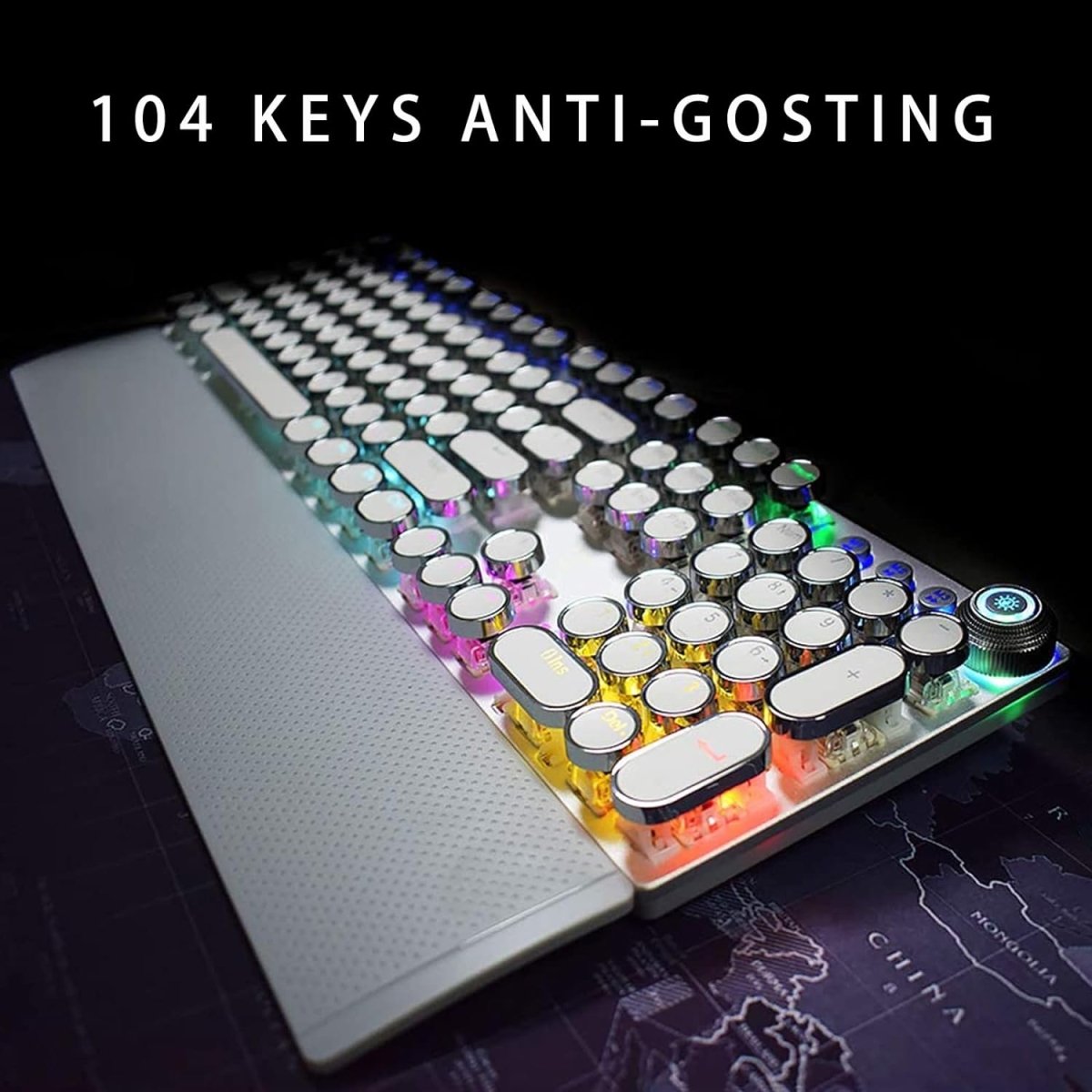 Mechanical Backlit Gaming Keyboard Wired 104 keys - Keys Caps