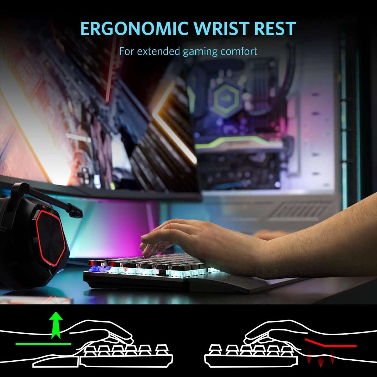 Mechanical Backlit Gaming Keyboard Wired 104 keys - Keys Caps