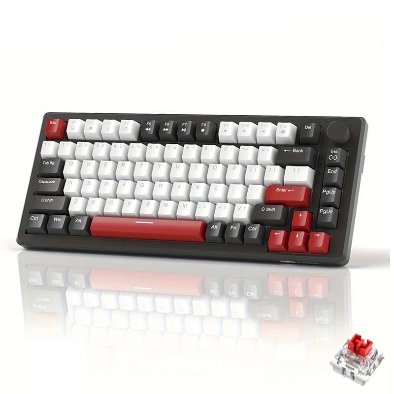 Mechanical Gaming Keyboard Compact Blue Backlit Wired, Knob Control - Keys Caps