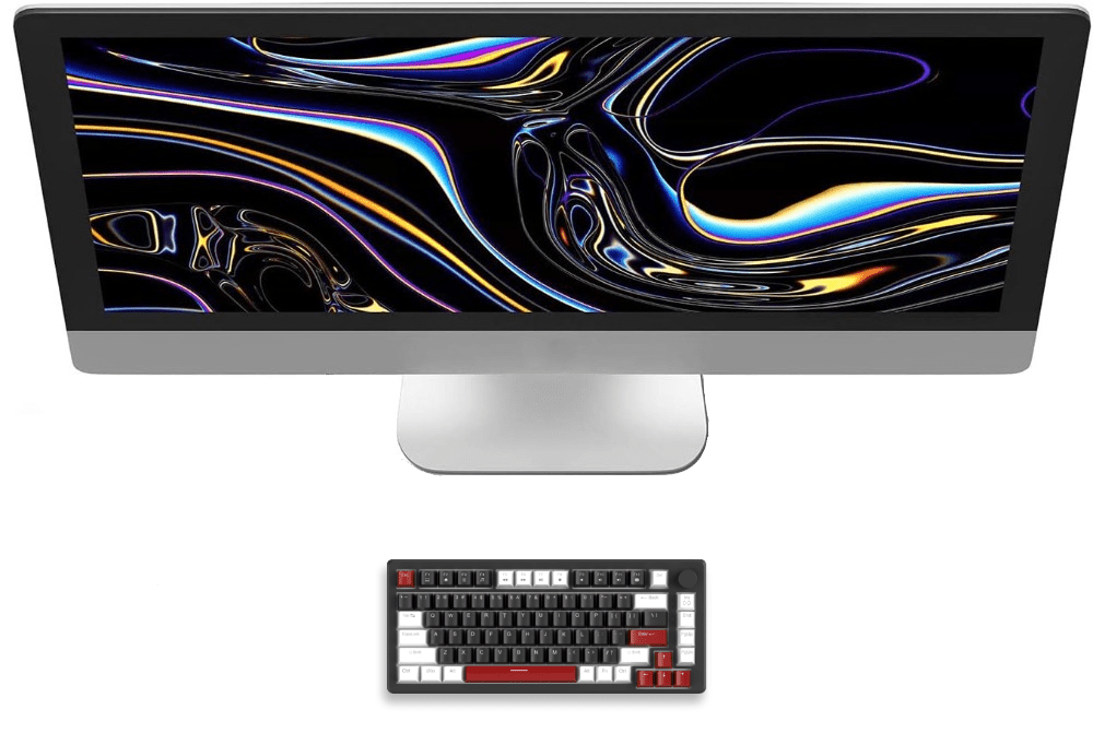 Mechanical Gaming Keyboard Compact Blue Backlit Wired, Knob Control - Keys Caps