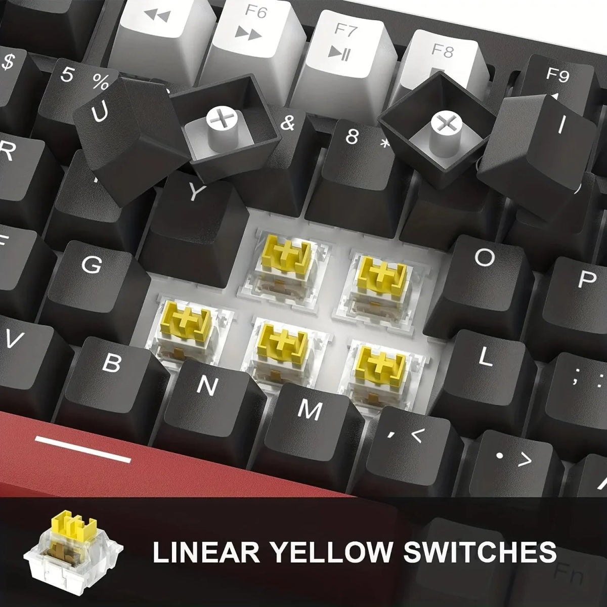 Mechanical Gaming Keyboard Compact Blue Backlit Wired, Knob Control - Keys Caps
