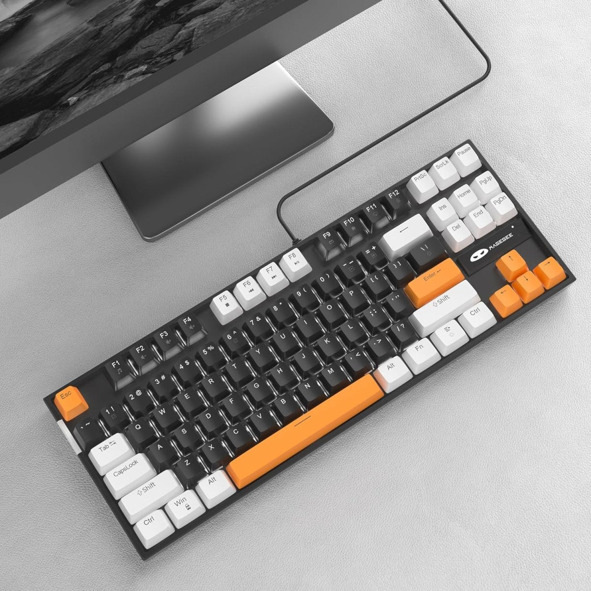 Mechanical Gaming Wired Keyboard LED Backlit Compact TKL - Keys Caps
