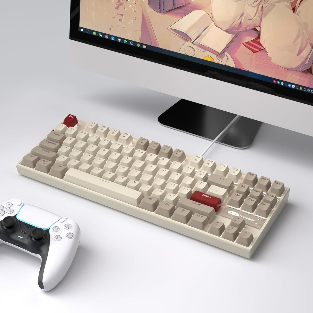 Mechanical Gaming Wired Keyboard LED Backlit Compact TKL - Keys Caps