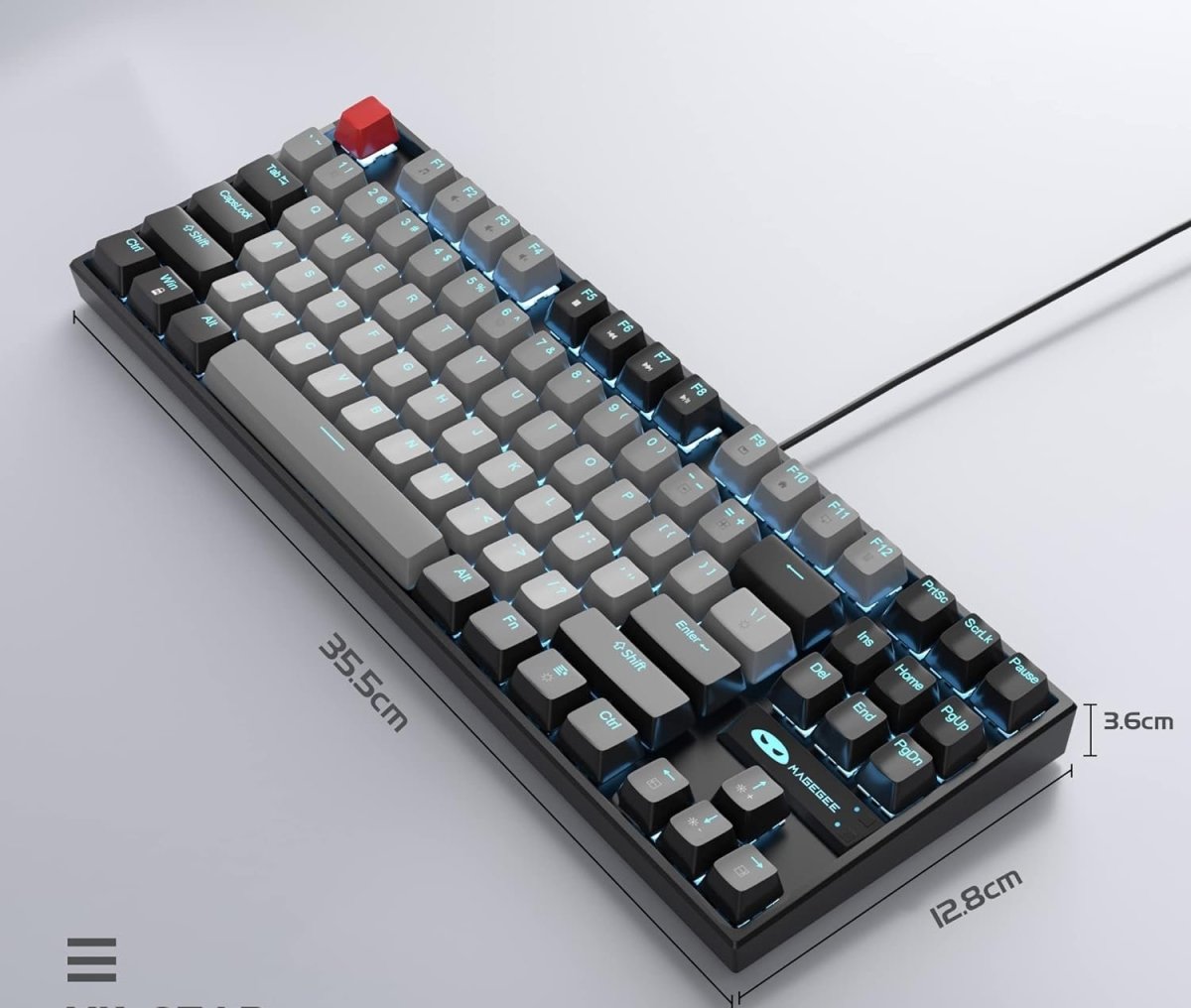 Mechanical Gaming Wired Keyboard LED Backlit Compact TKL - Keys Caps