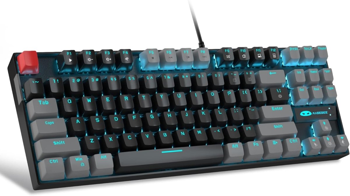 Mechanical Gaming Wired Keyboard LED Backlit Compact TKL - Keys Caps