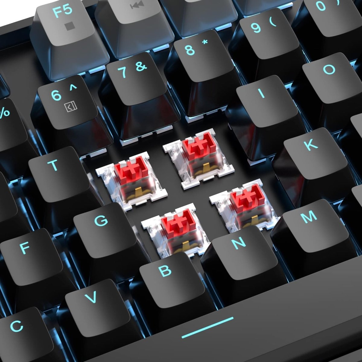 Mechanical Gaming Wired Keyboard LED Backlit Compact TKL - Keys Caps