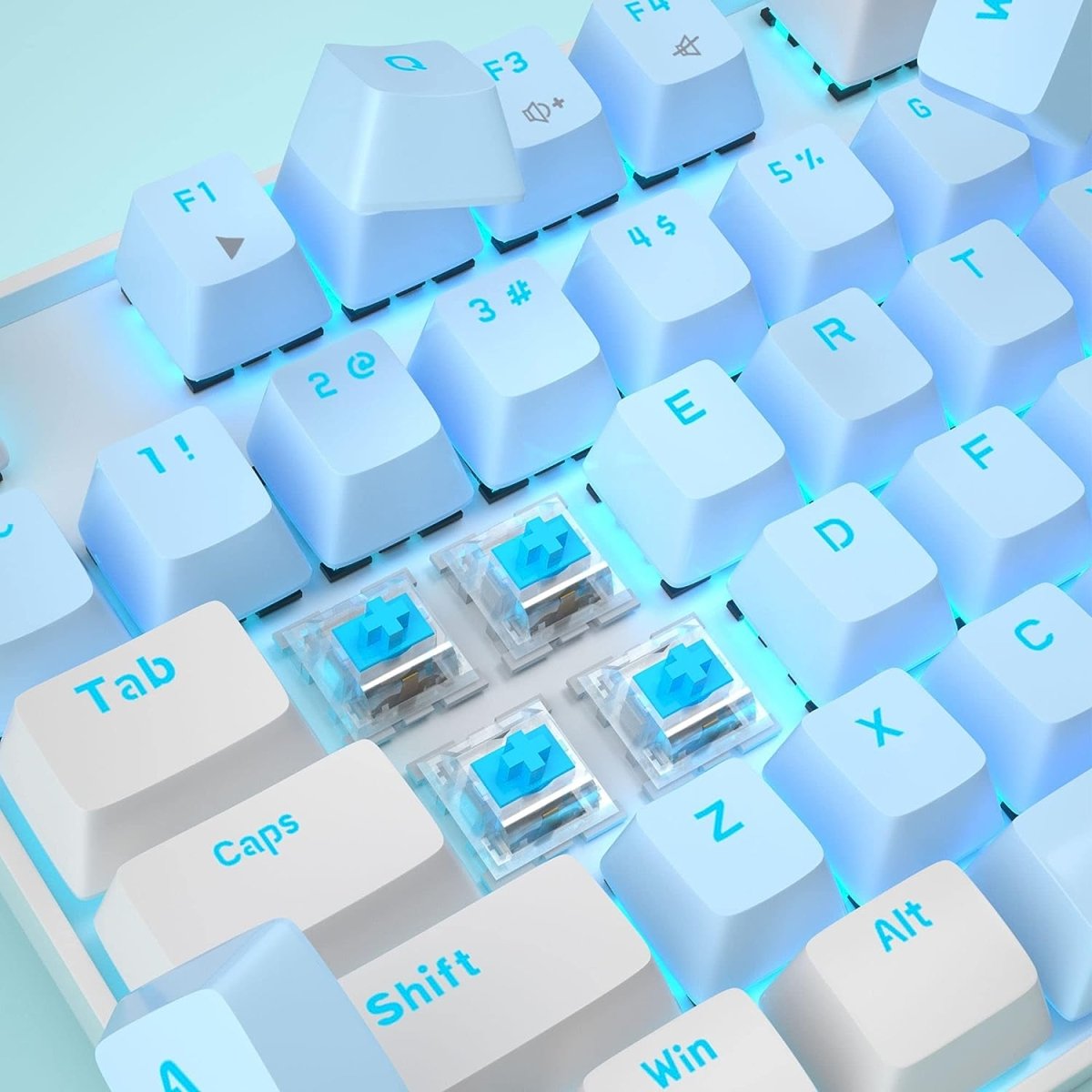 Mechanical Gaming Wired Keyboard LED Backlit Compact TKL - Keys Caps