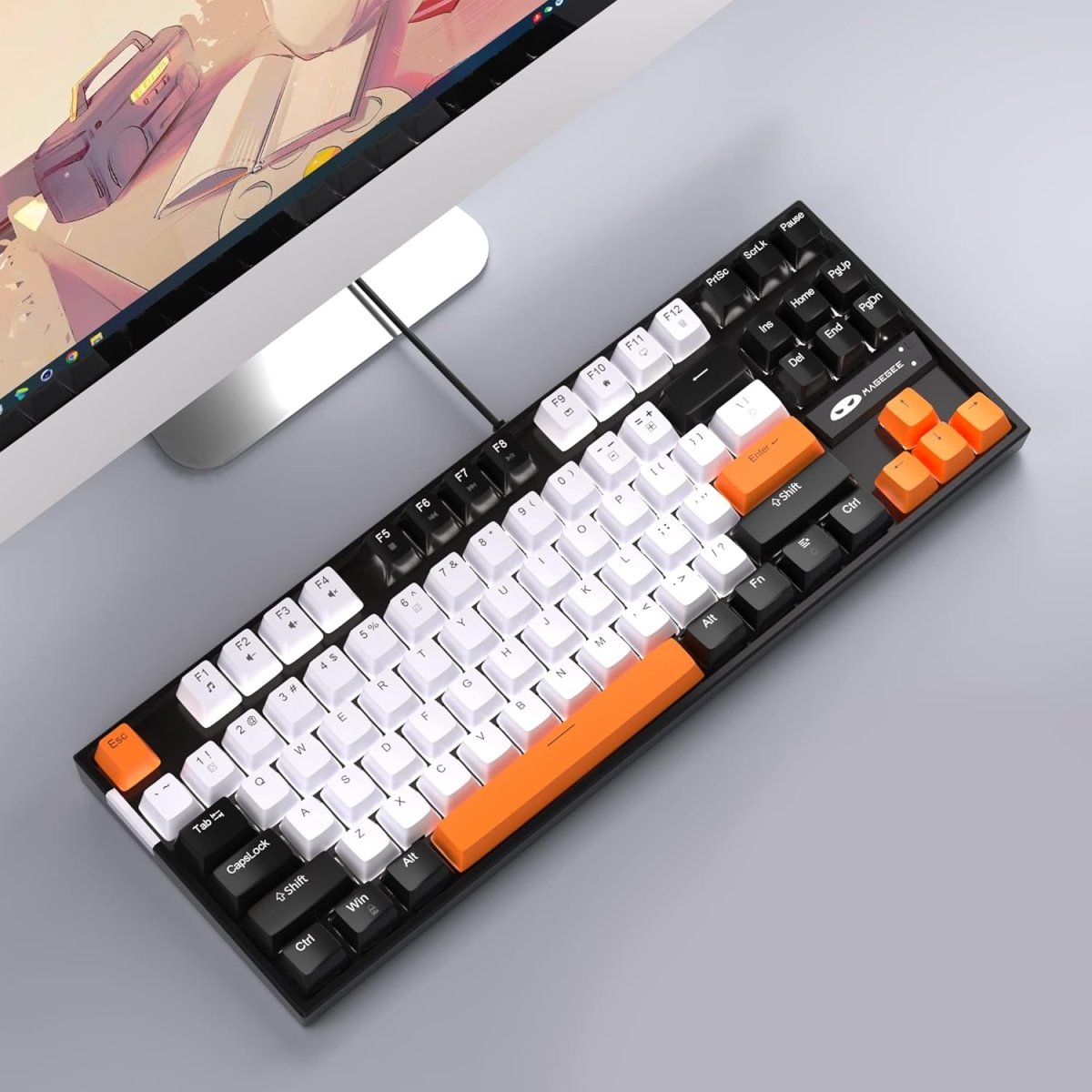 Mechanical Gaming Wired Keyboard LED Backlit Compact TKL - Keys Caps