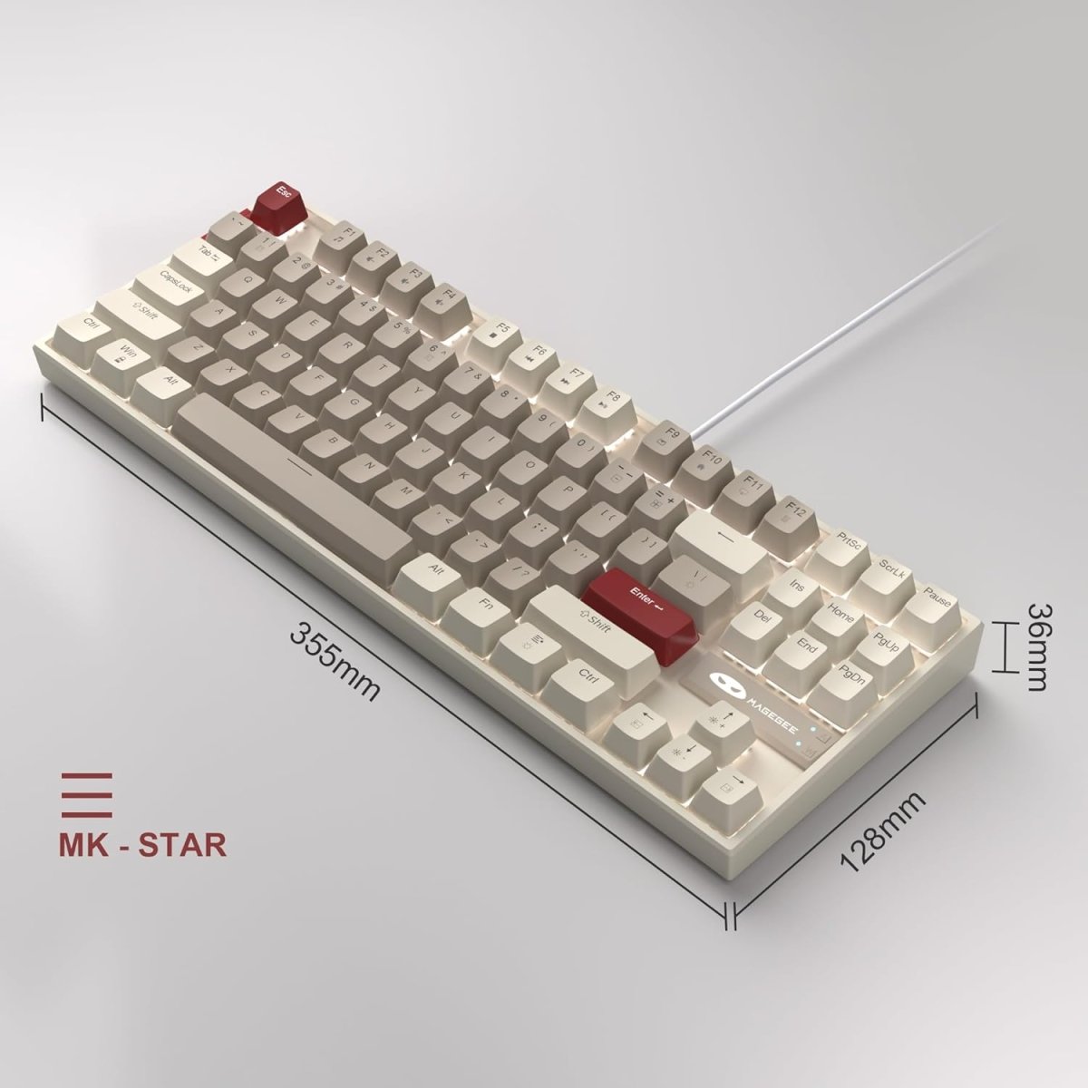 Mechanical Gaming Wired Keyboard LED Backlit Compact TKL - Keys Caps