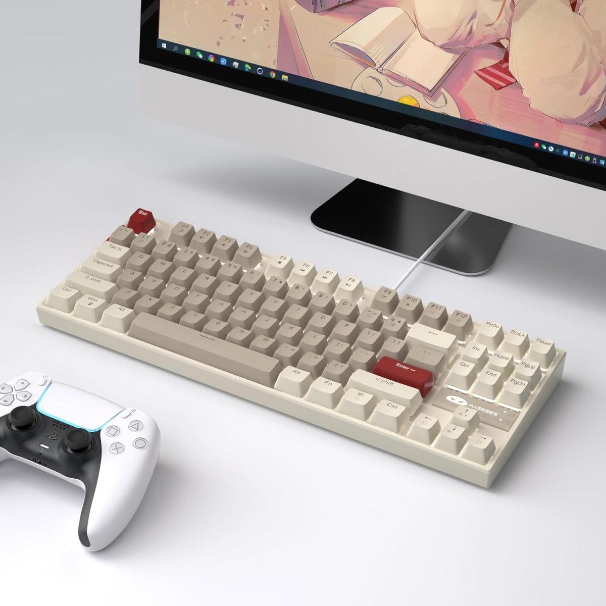 Mechanical Gaming Wired Keyboard LED Backlit Compact TKL - Keys Caps