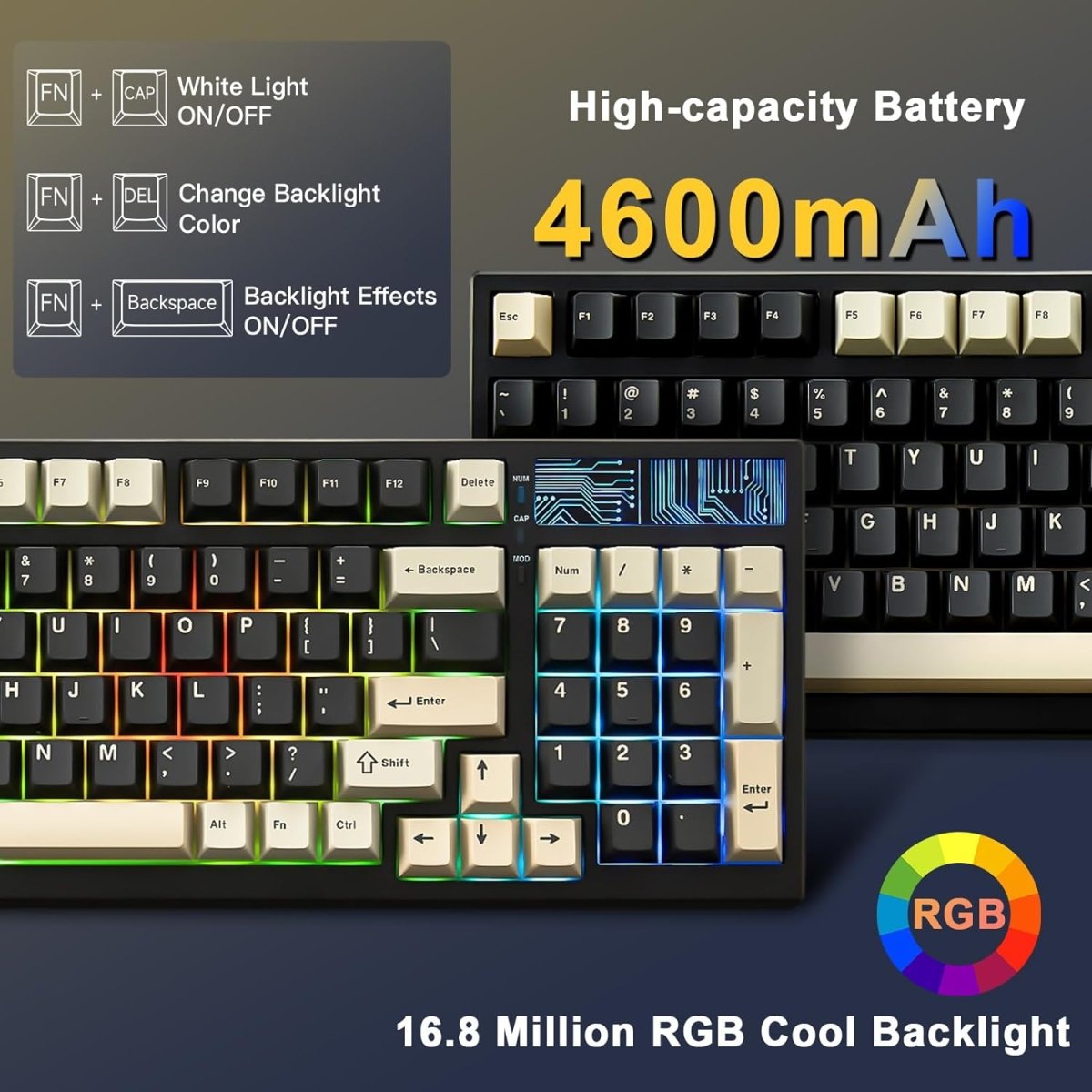 Mechanical Keyboard 99 Key Hot Swappable BT5.0/2.4G/USB - C - Keys Caps