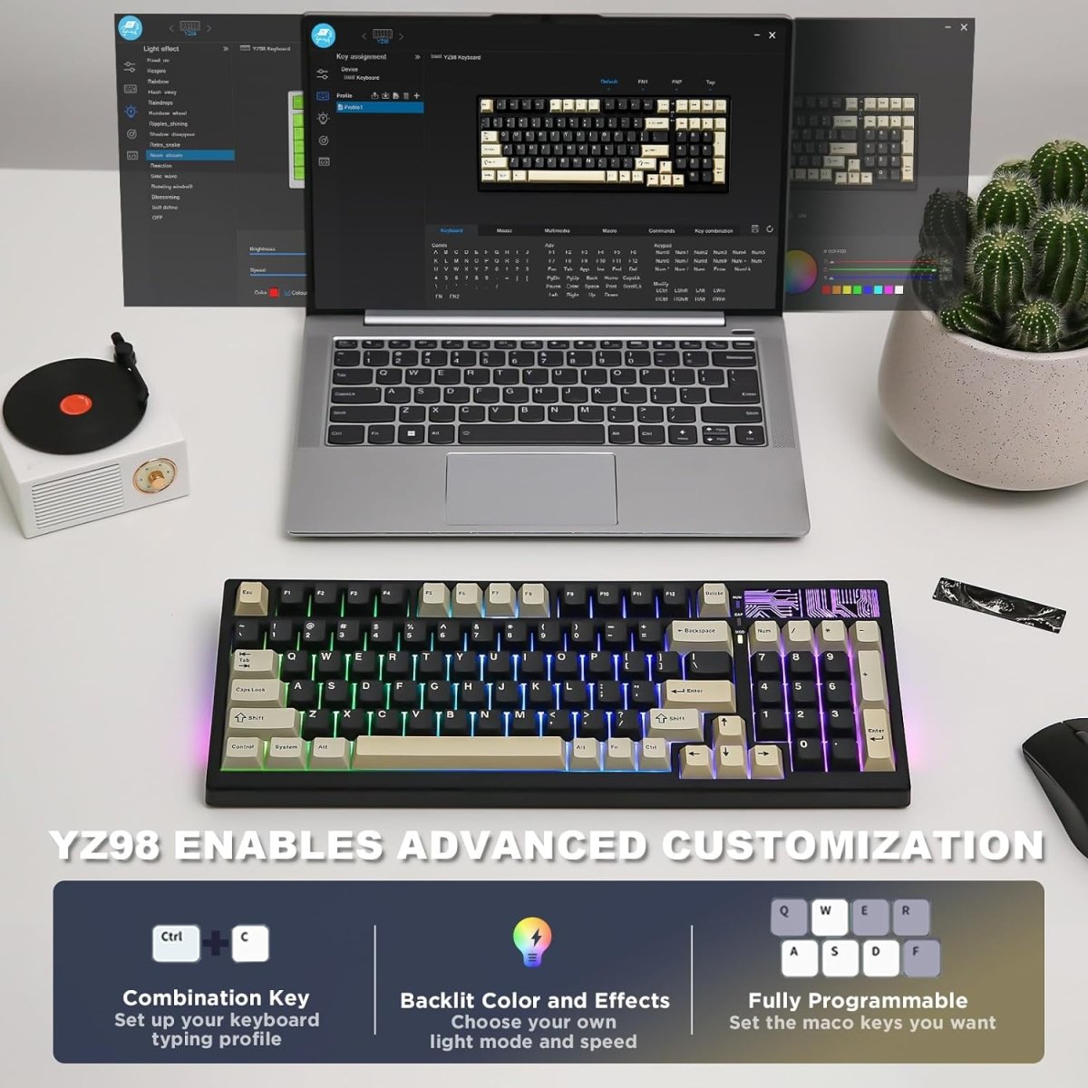 Mechanical Keyboard 99 Key Hot Swappable BT5.0/2.4G/USB - C - Keys Caps