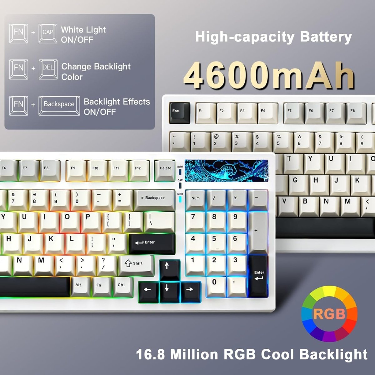 Mechanical Keyboard 99 Key Hot Swappable BT5.0/2.4G/USB - C - Keys Caps