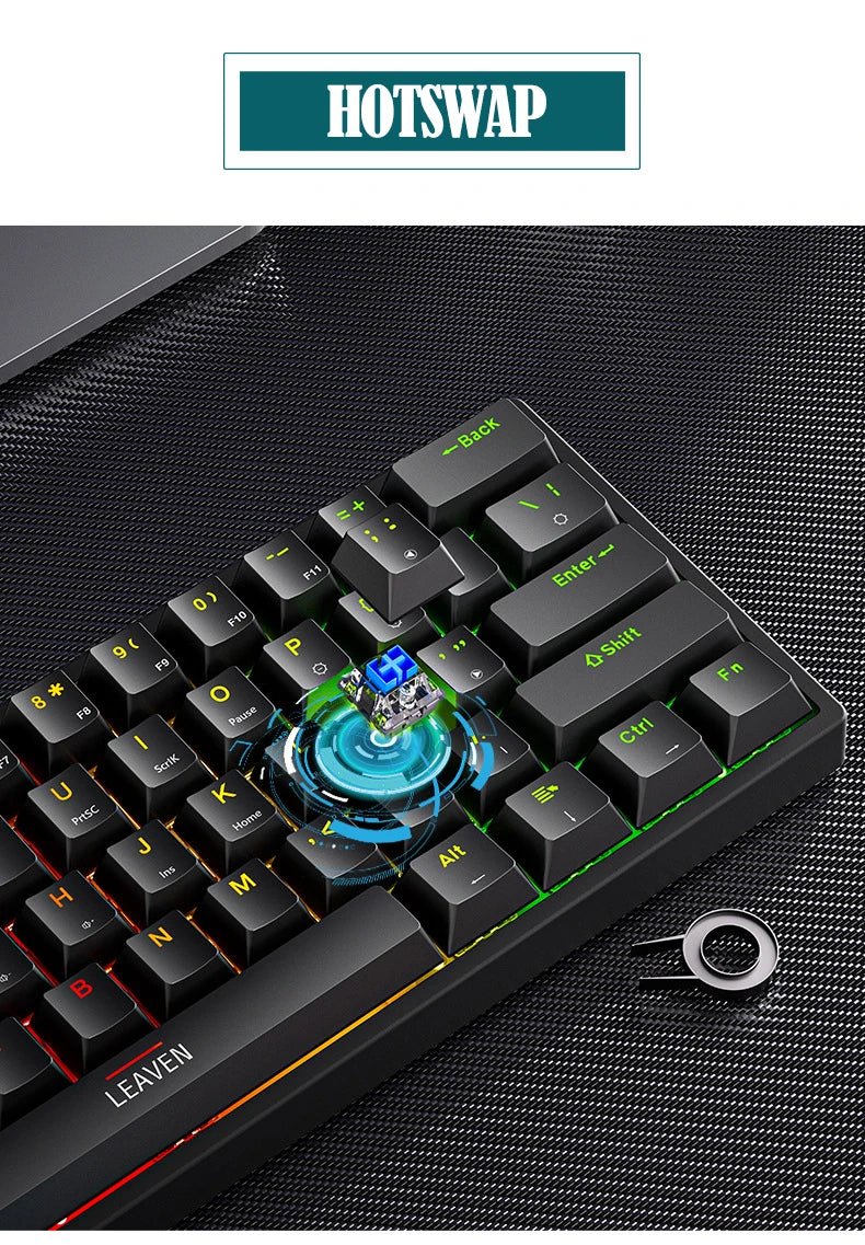 Mini Backlit RGB Gaming Mechanical Keyboard 60% Custom Keycap Hotswap - Keys Caps