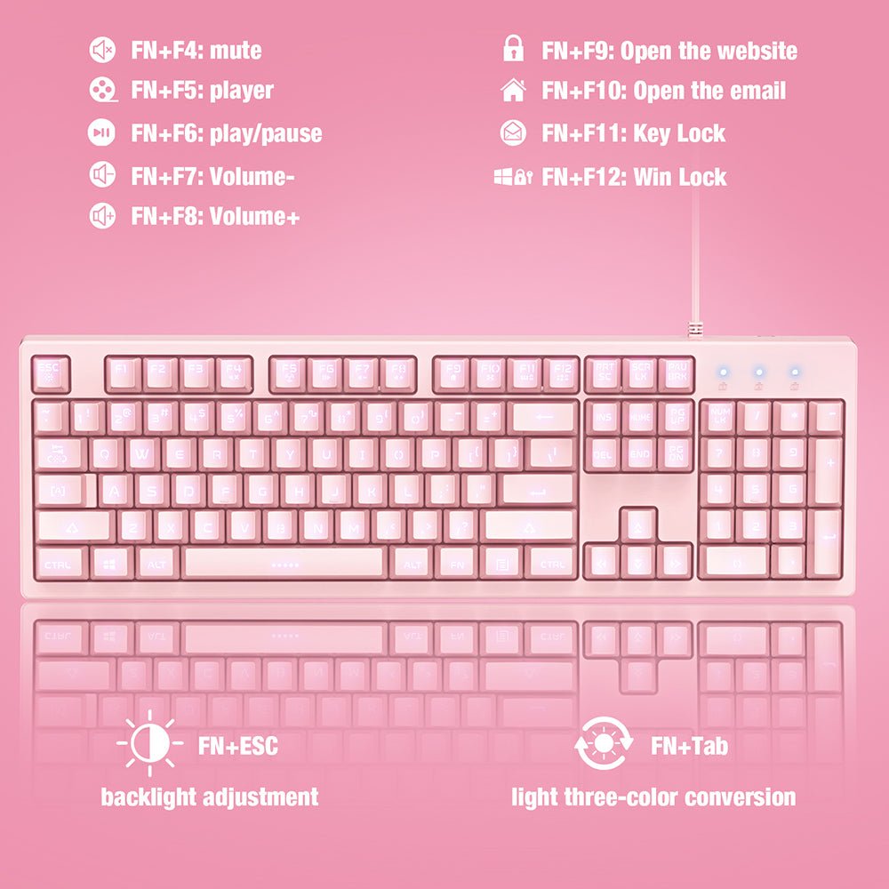 Pink Gaming Keyboard Set - Keys Caps