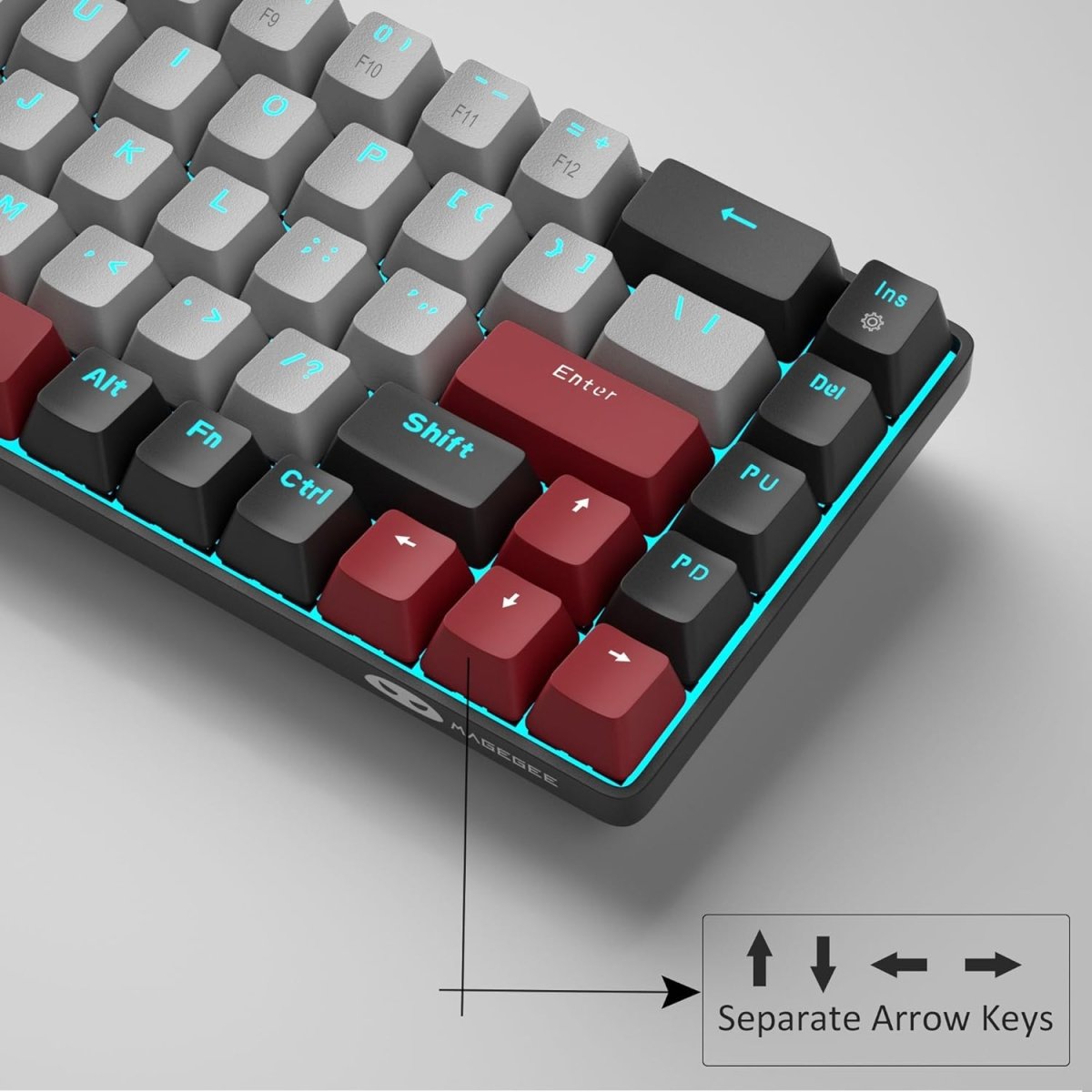 Portable Mechanical Gaming Keyboard LED Backlit Compact 68 Keyscaps - Keys Caps